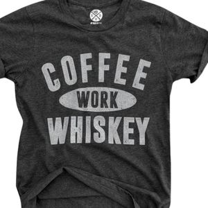 RWB Apparel Mens Grey COFFEE WORK WHISKEY‎ Short Sleeve Tee in Size XL
